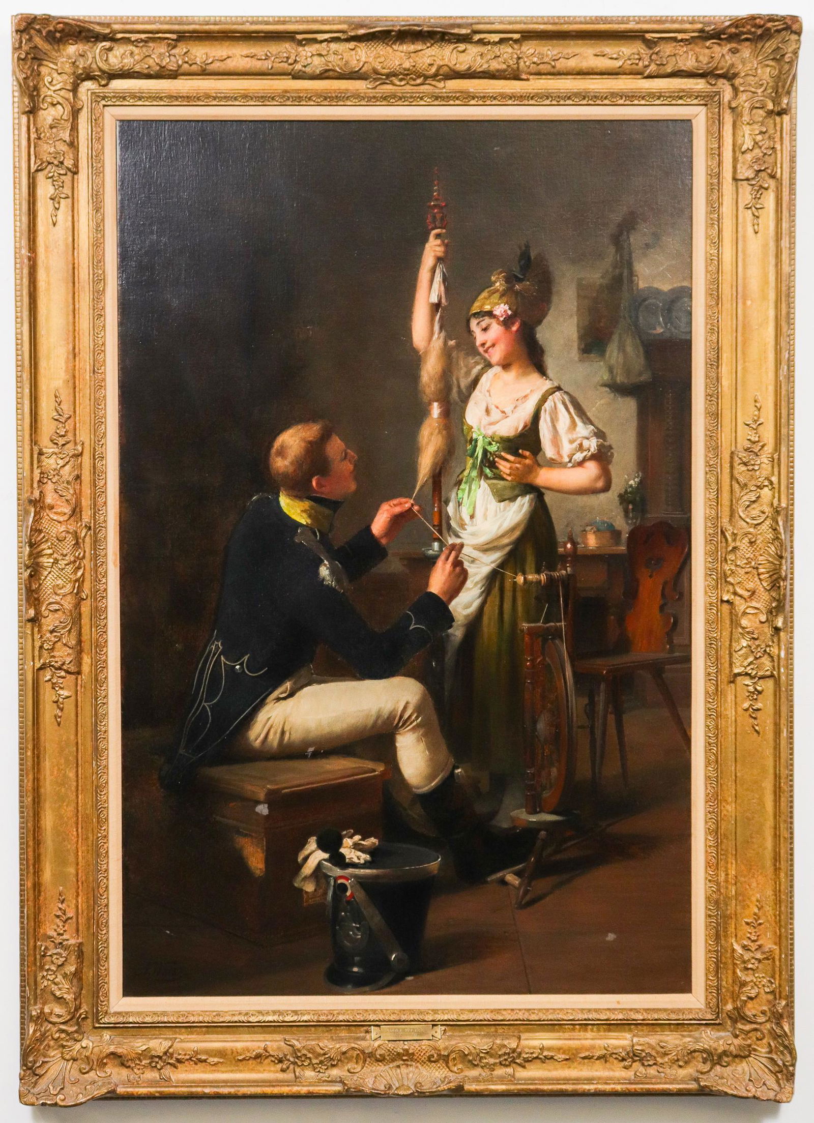 Adolphe Weisz "Spinning Wheel" 19th C. Oil (1 of 6)