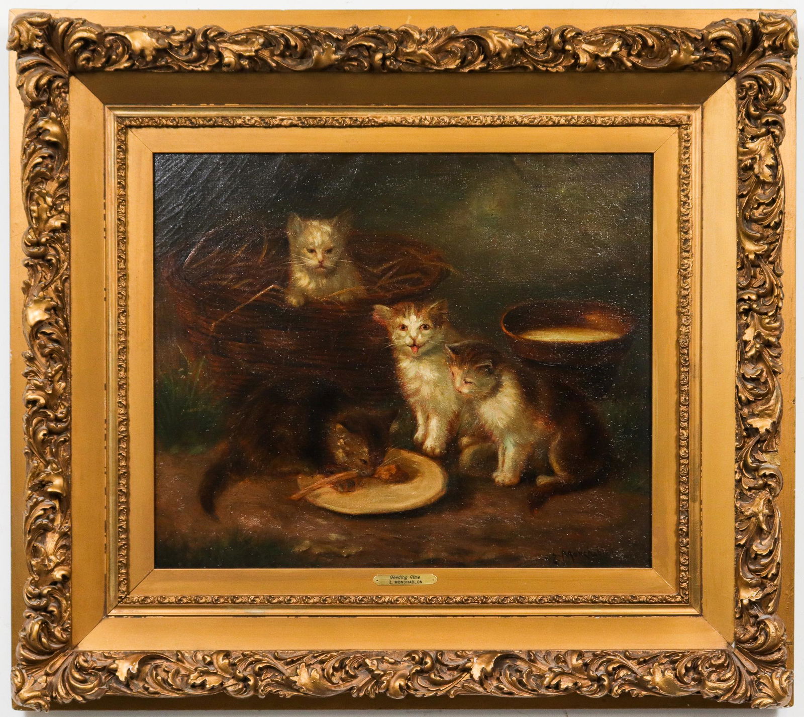 Z. Monchablon "Feeding Time" Oil on Canvas (1 of 7)