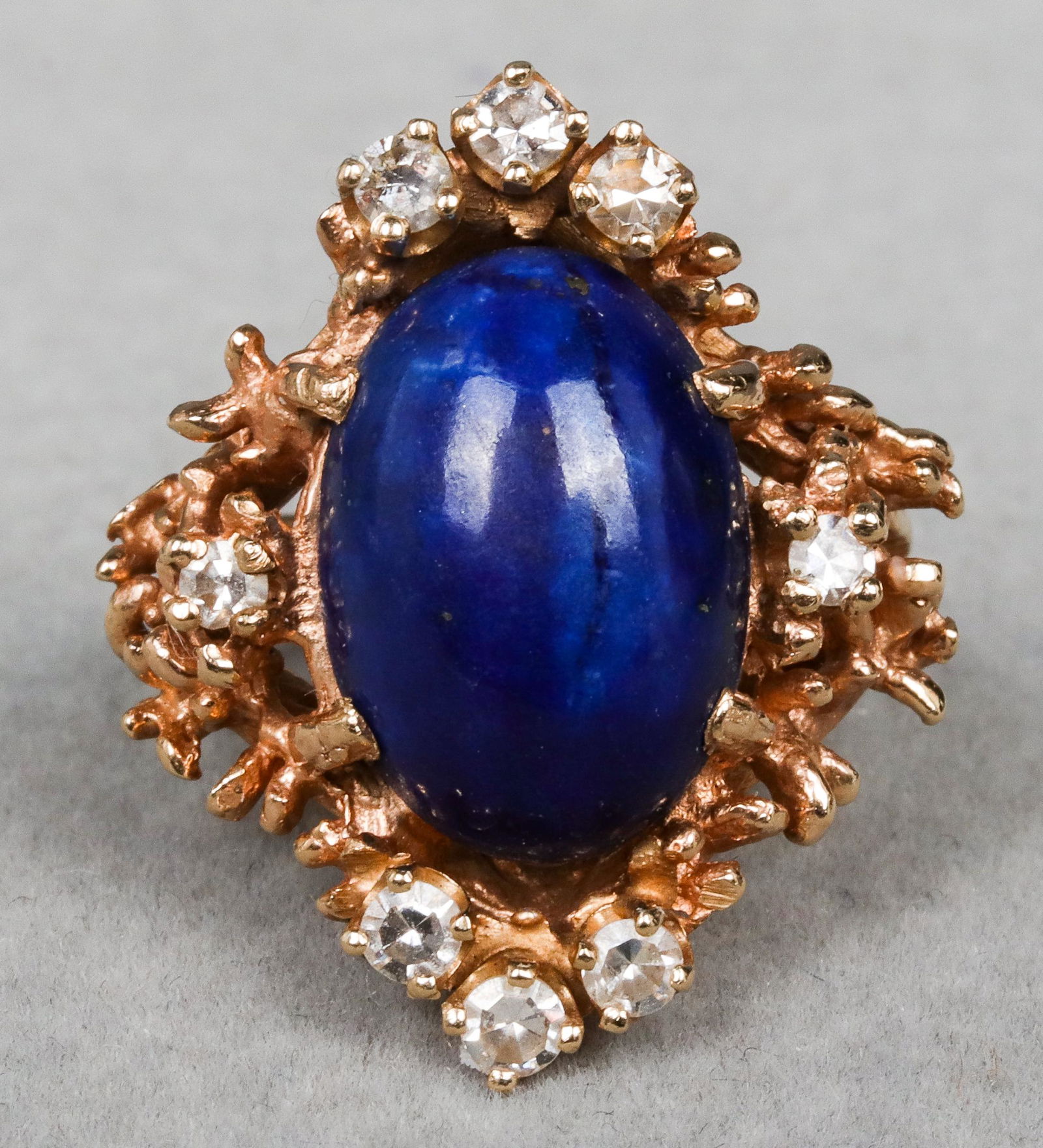 Vintage 14K Yellow Gold Lapis & Diamond Ring (1 of 4)
