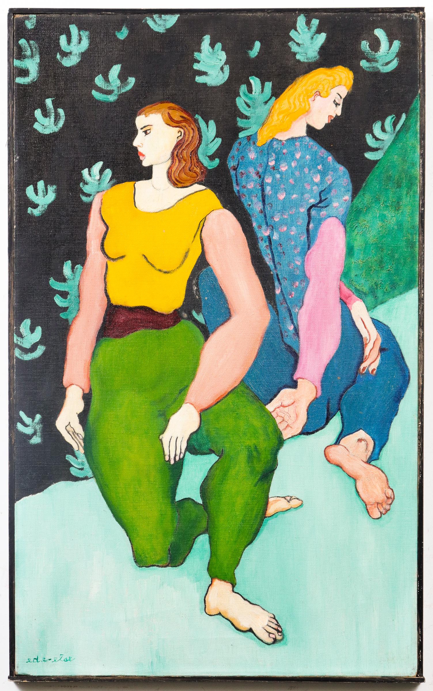 Ede-Else "Two Women" Oil on Canvas (1 of 5)