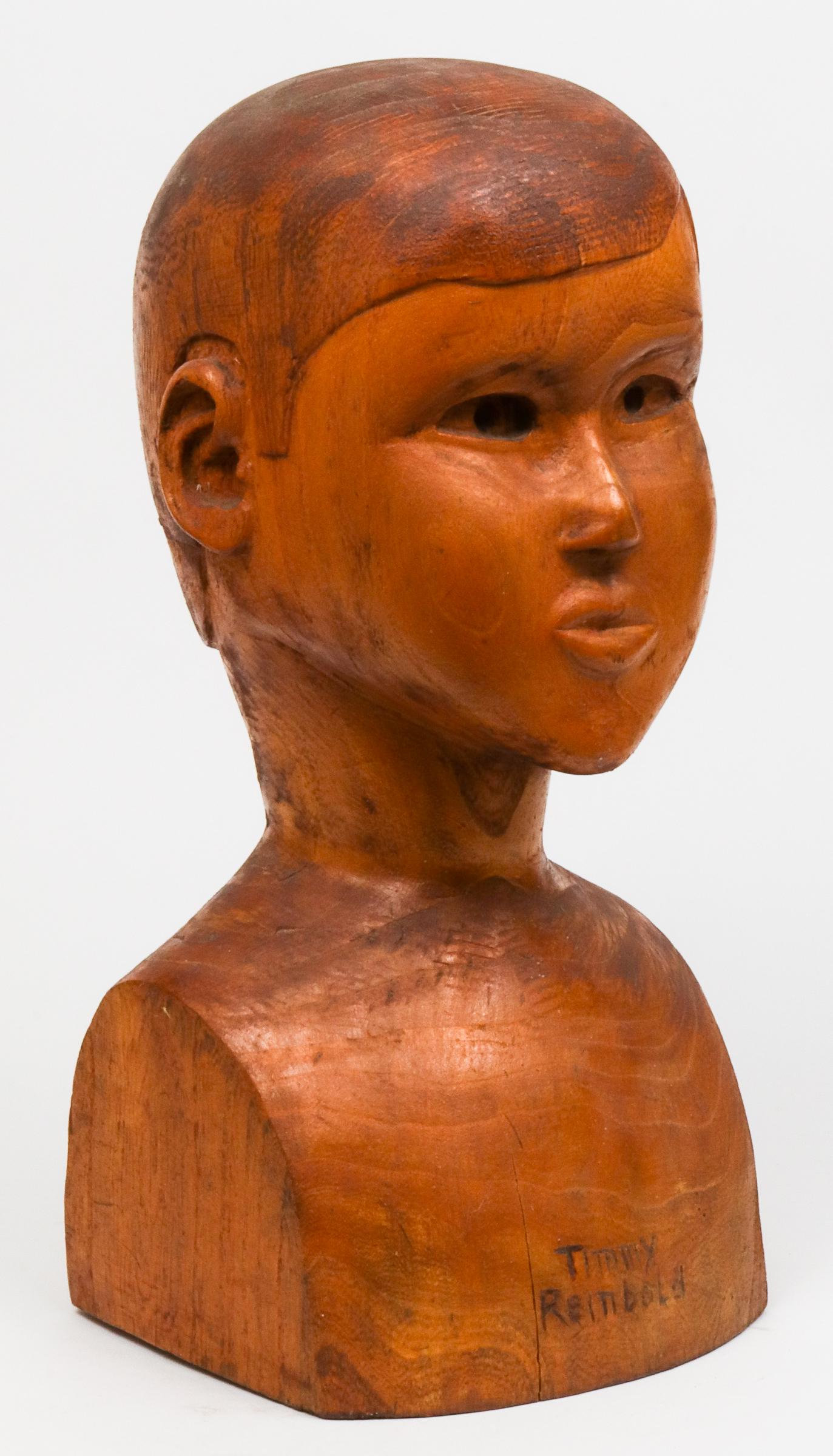 Timmy Reinhold Folk Art Carved Wood Bust (1 of 9)