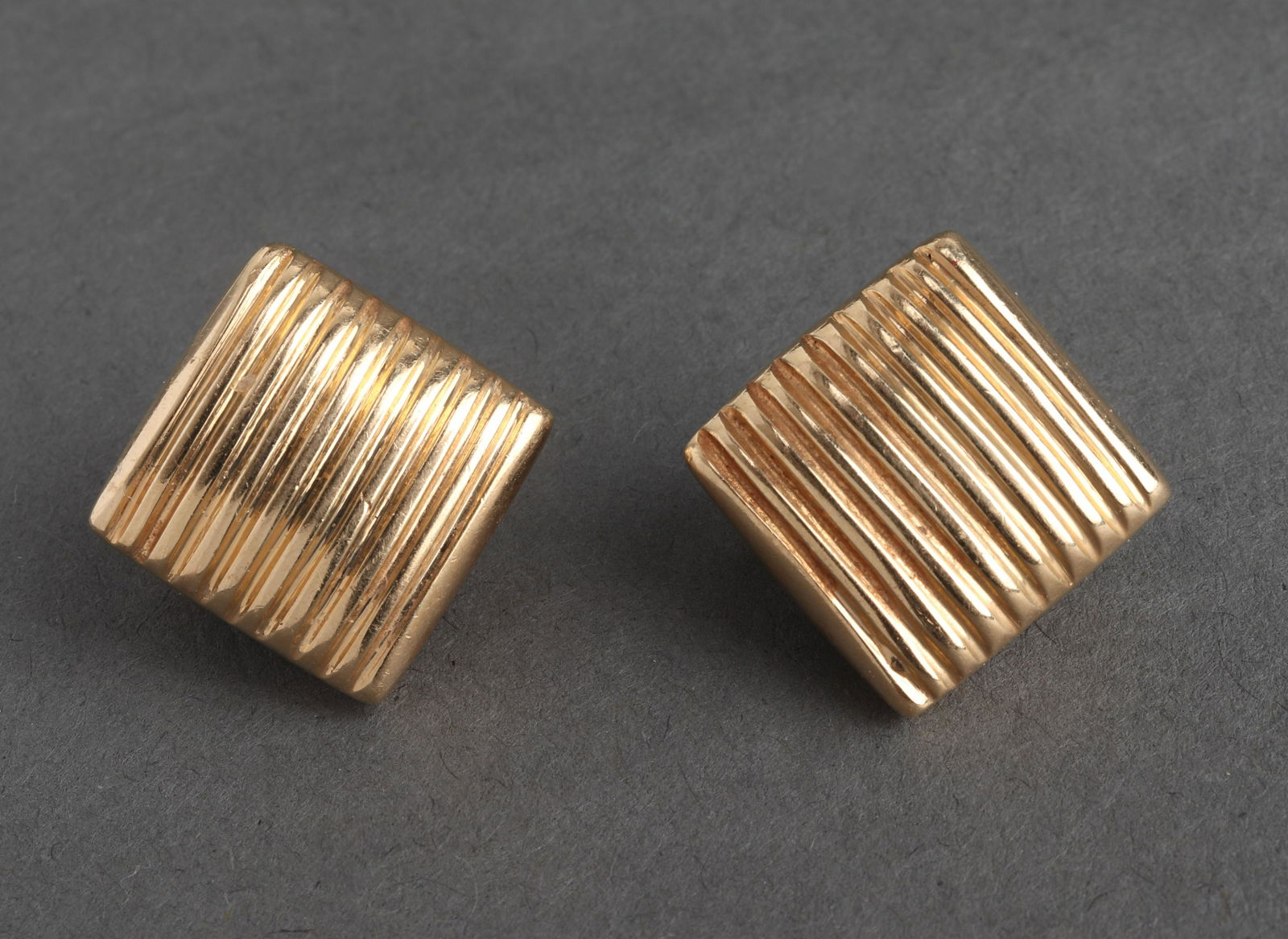 Vintage 14K Yellow Gold Square Textured Earrings (1 of 6)