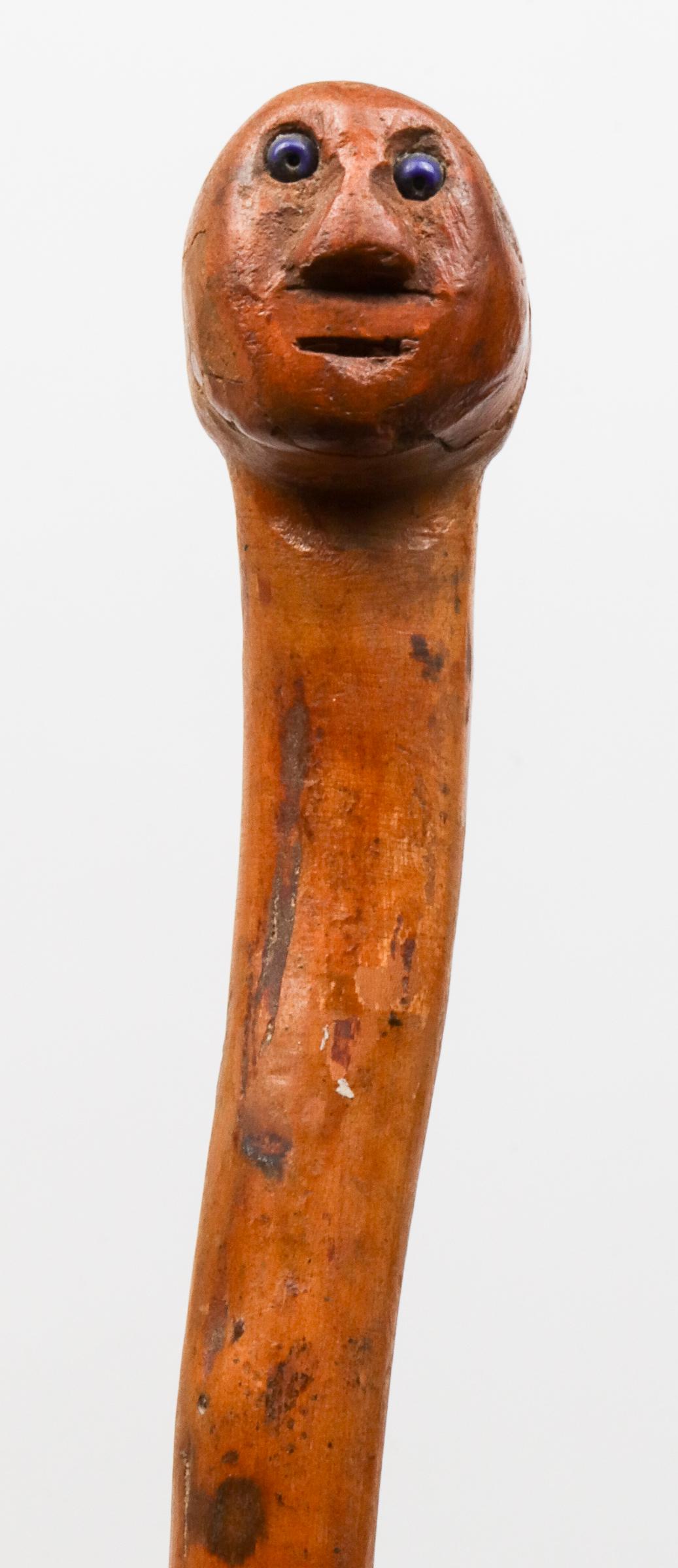 19th C. Native American Iroquois Wood Effigy Cane (1 of 7)