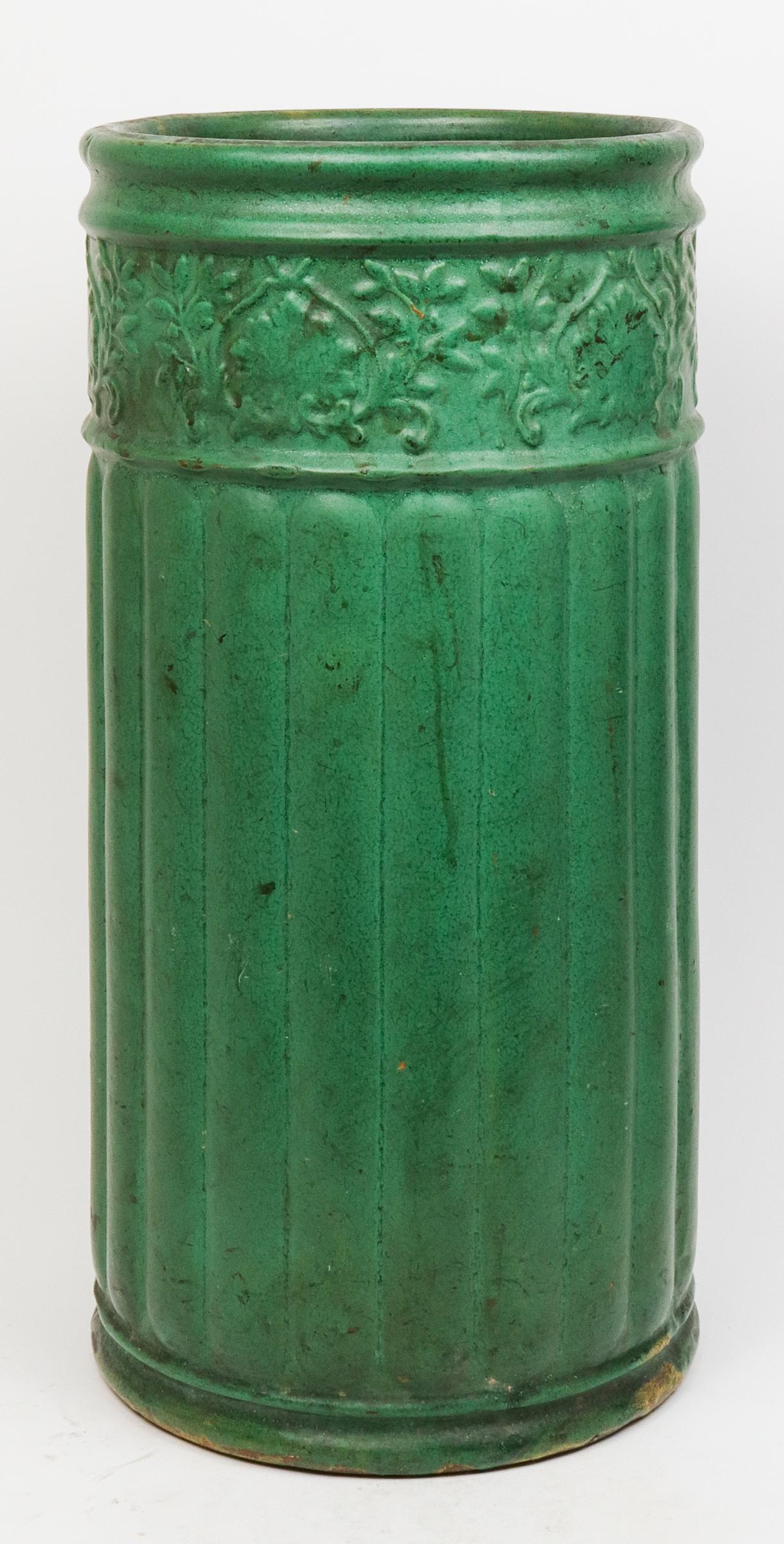 Weller Pottery Co. Matte Green Umbrella Stand (1 of 4)