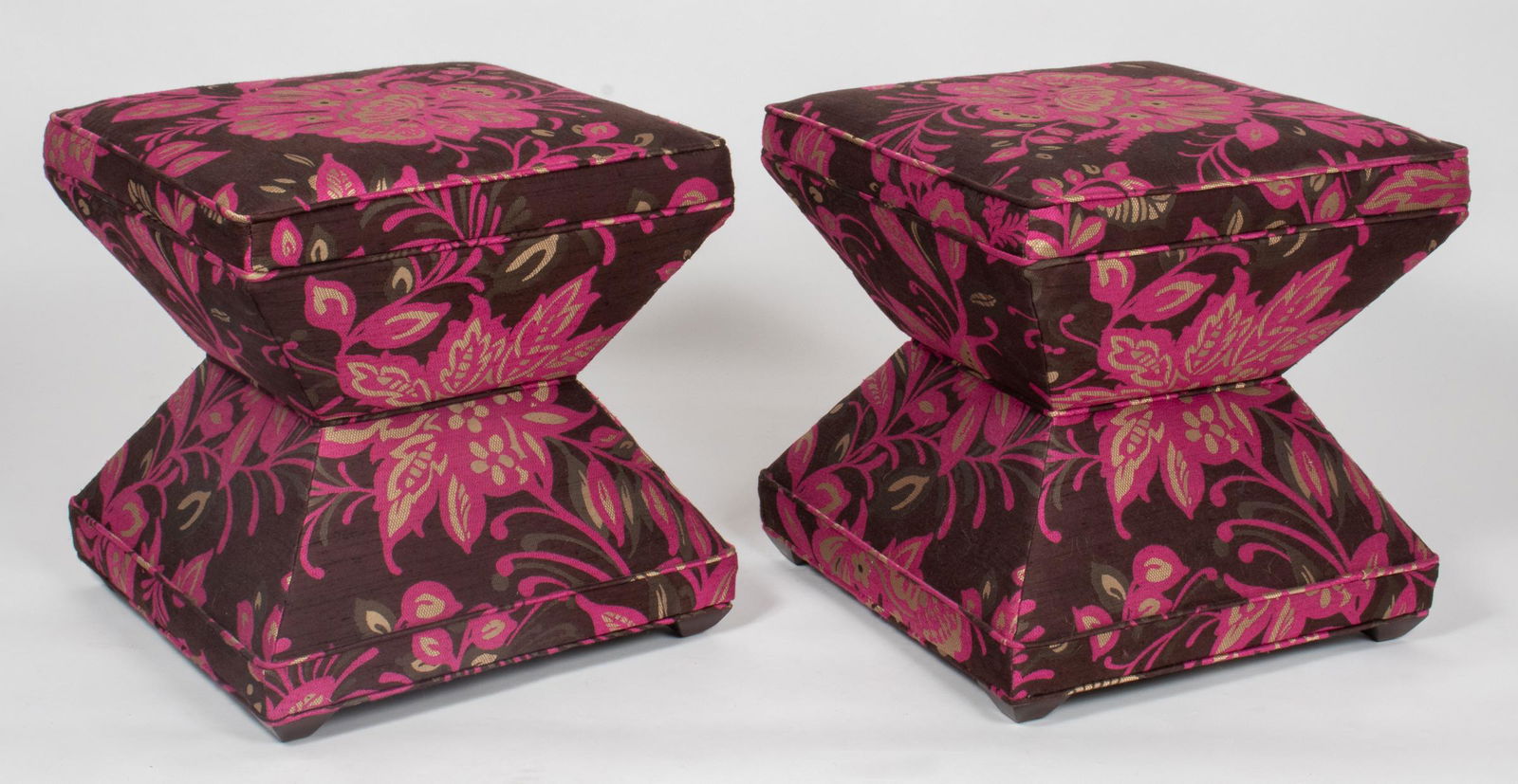 Hickory Chair Co. Upholstered "Serge Ottomans", Pr (1 of 9)