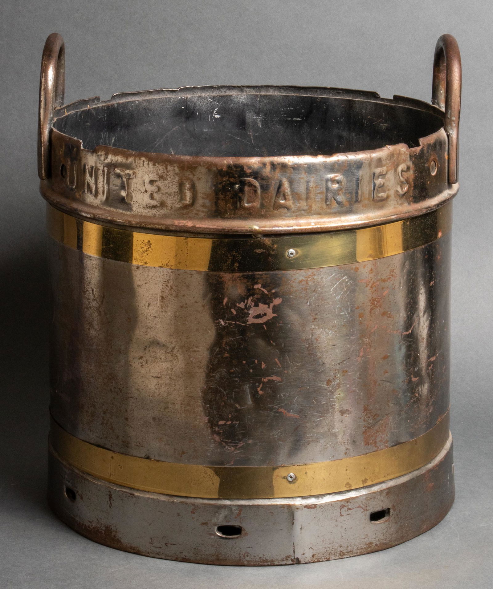 United Dairies Large Metal Measure Bucket, 19th C. (1 of 6)