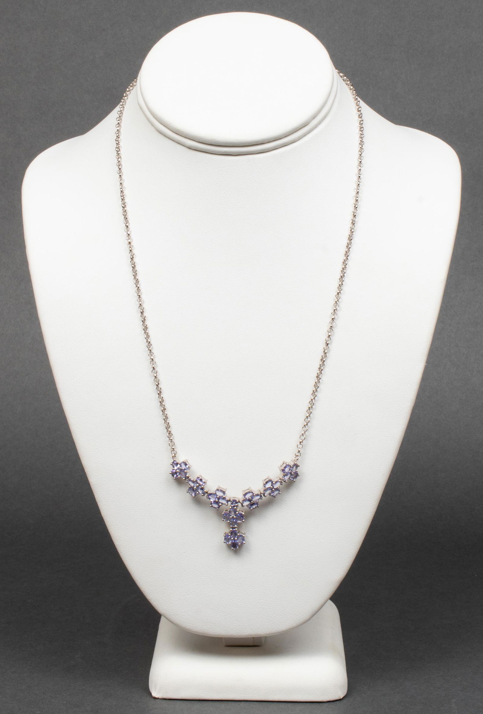 Modern Silver Tanzanite Drop Necklace (1 of 6)