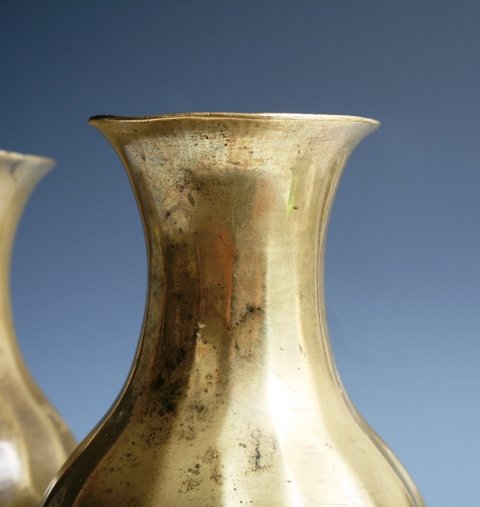 Pair Of Hammered Brass Chinese Vases c 1920 - 3