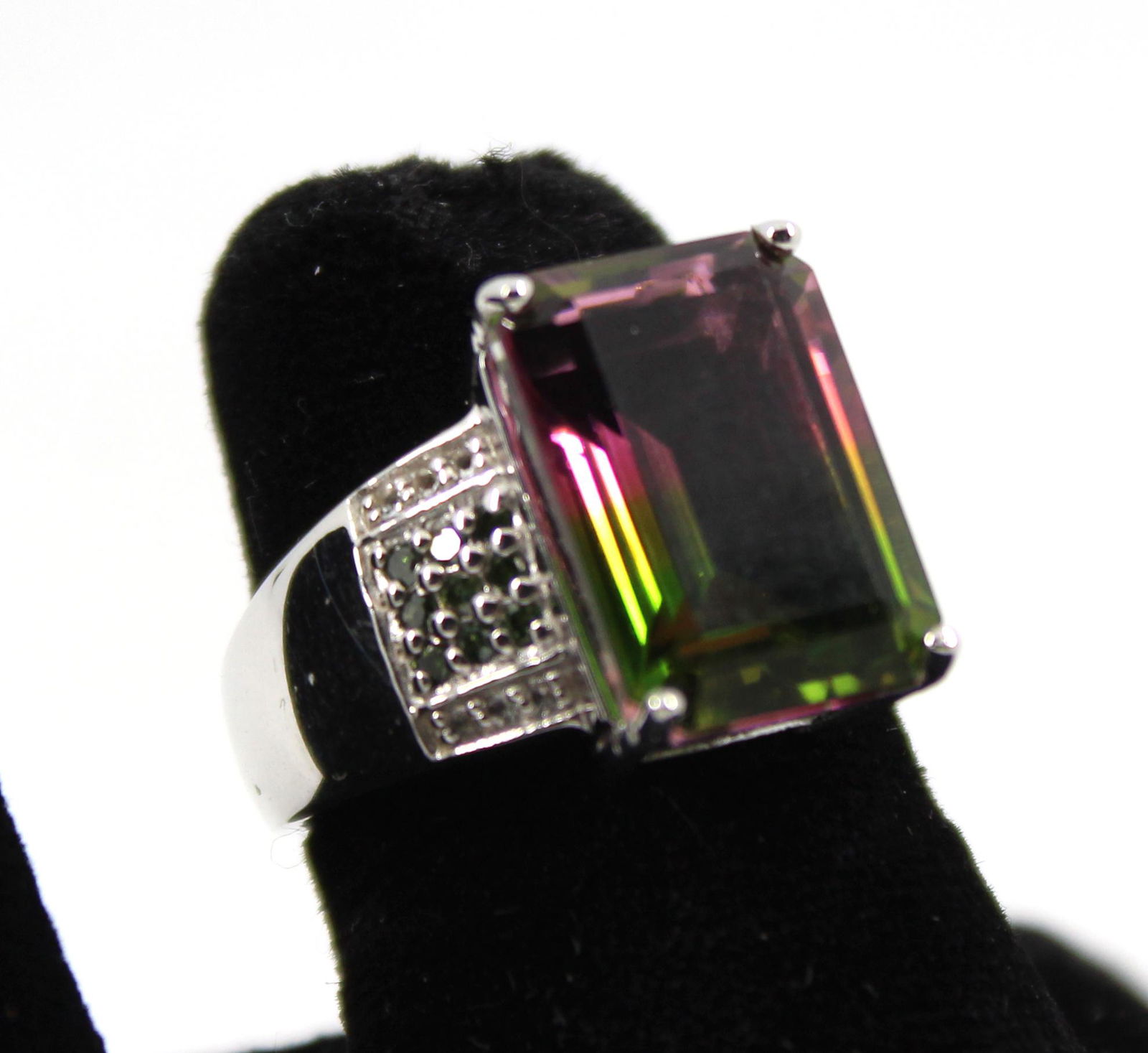 Silver, Tourmaline, Diamond & Topaz Ring (1 of 6)