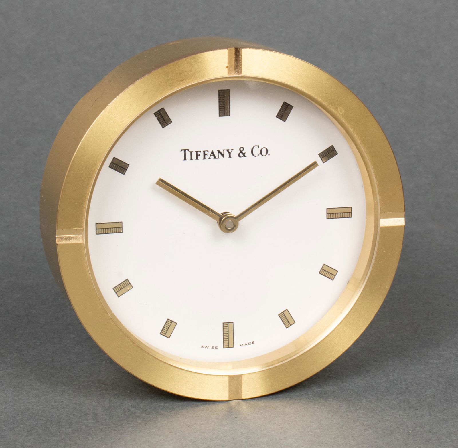 Tiffany & Co. Round Brass Desk Clock (1 of 6)