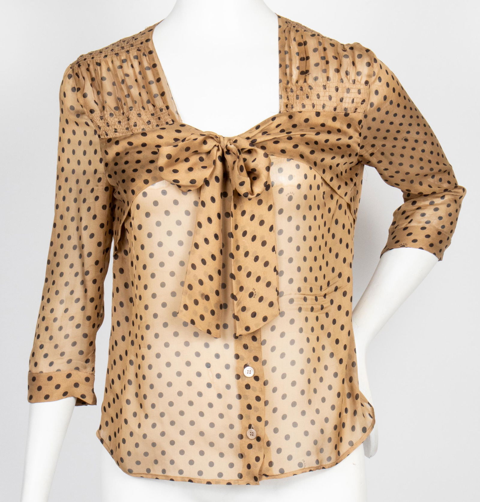 Prada Designer Polka Dot Print Silk Blouse (1 of 5)