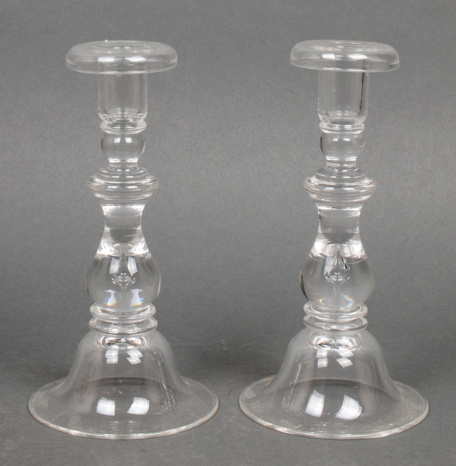 Steuben Clear Crystal Candlesticks, Pair (1 of 4)