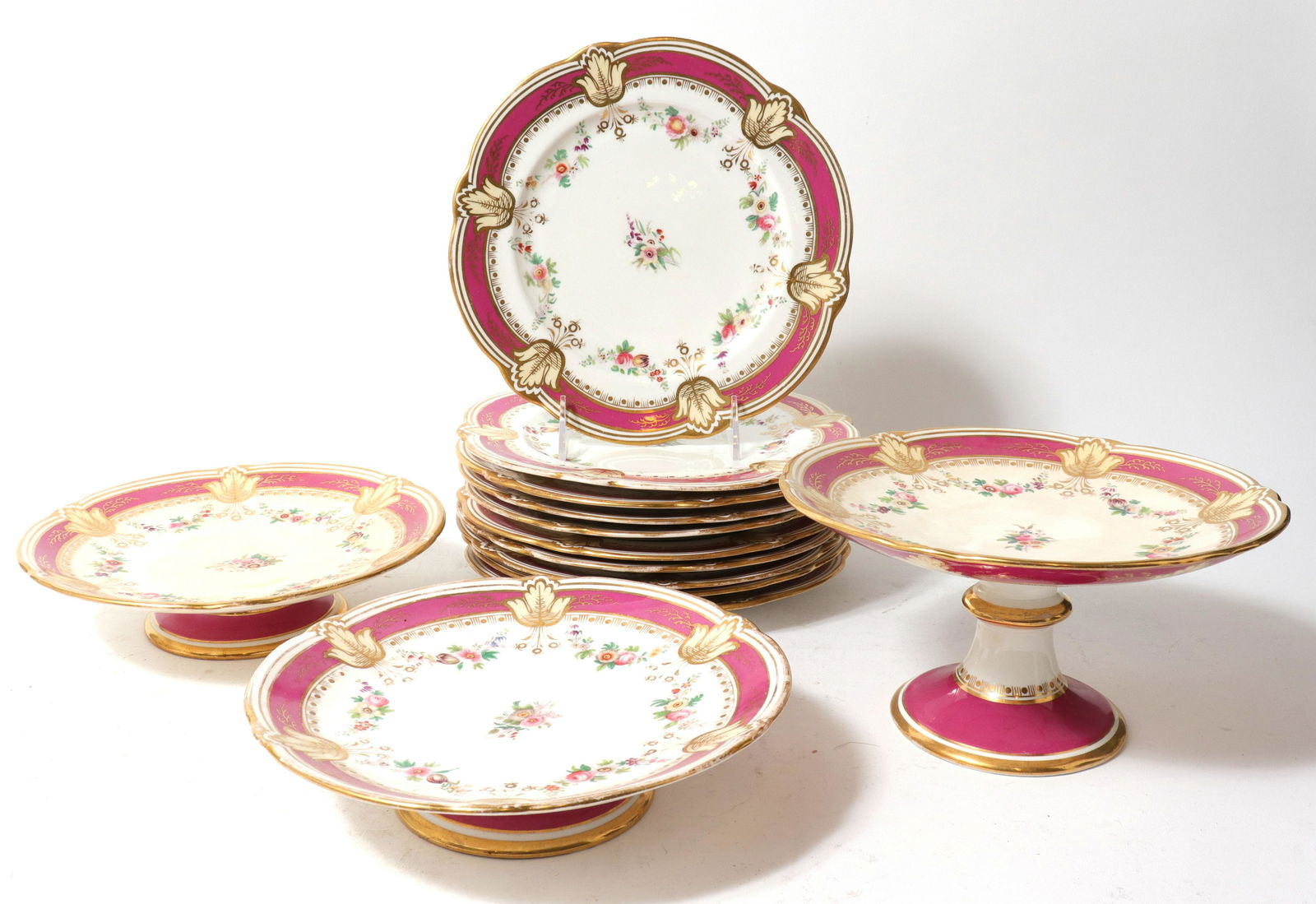 Continental Parcel Gilt Floral Motif Porcelain, 13 (1 of 5)