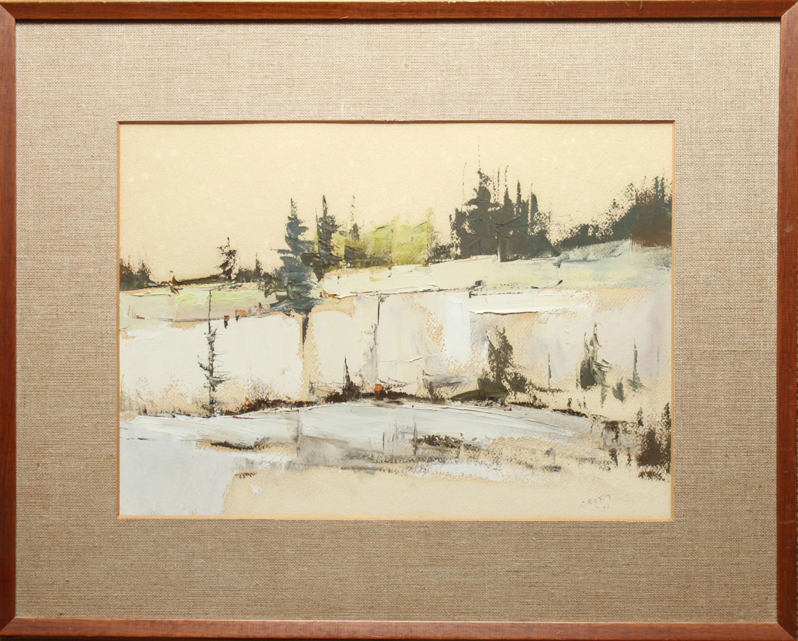 Signed Croft Modernist Landscape Oil on Paper (1 of 5)