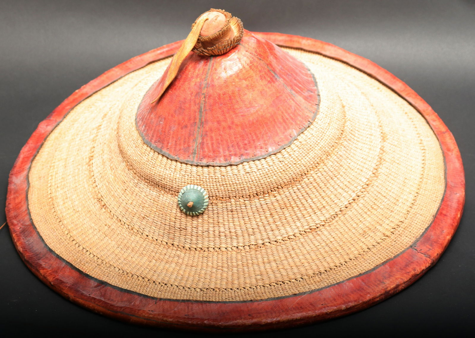African Fulani Leather & Woven Conical Hat (1 of 4)