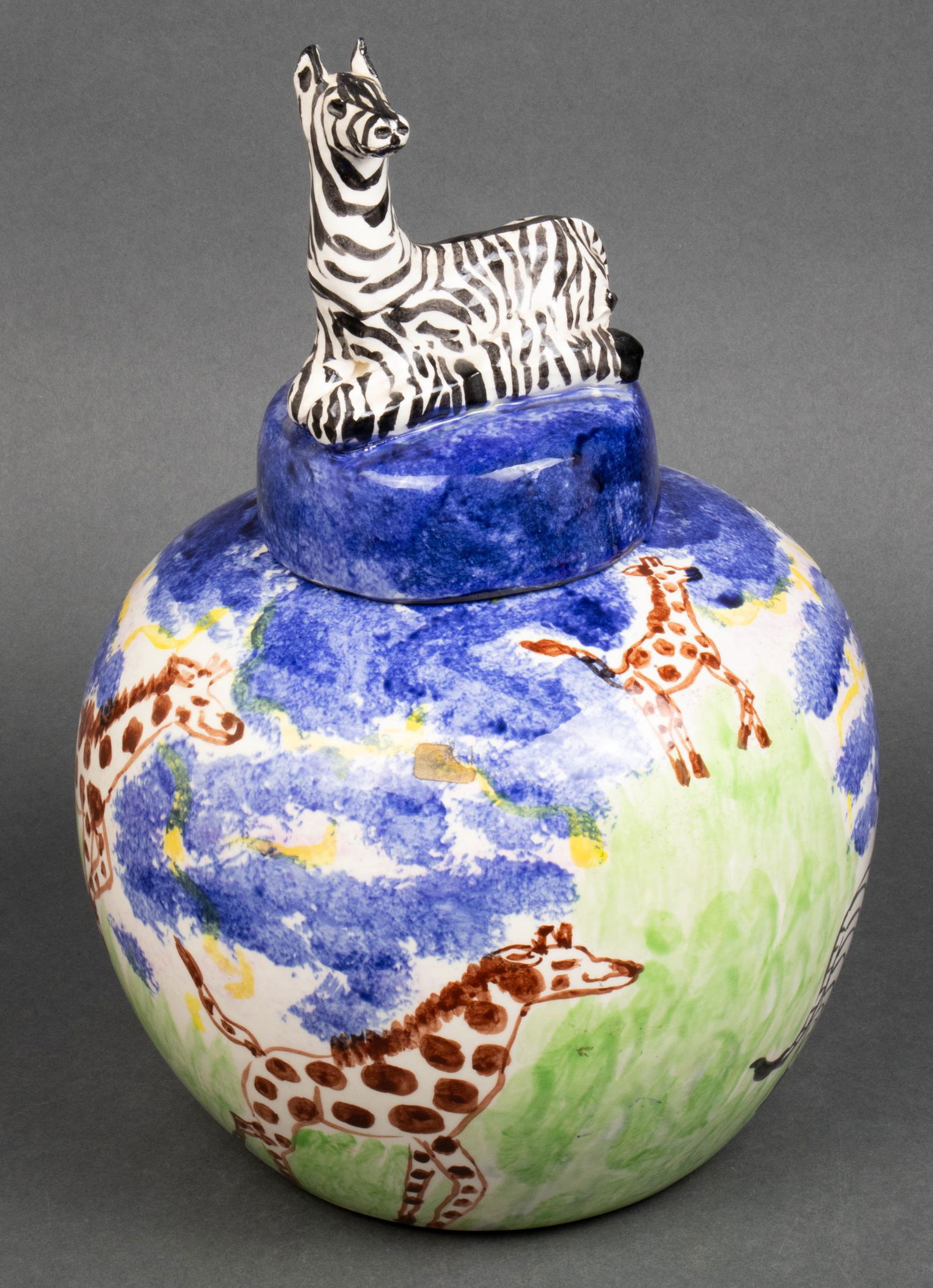 Signed Hand-Painted Art Pottery Lidded Ginger Jar (1 of 7)