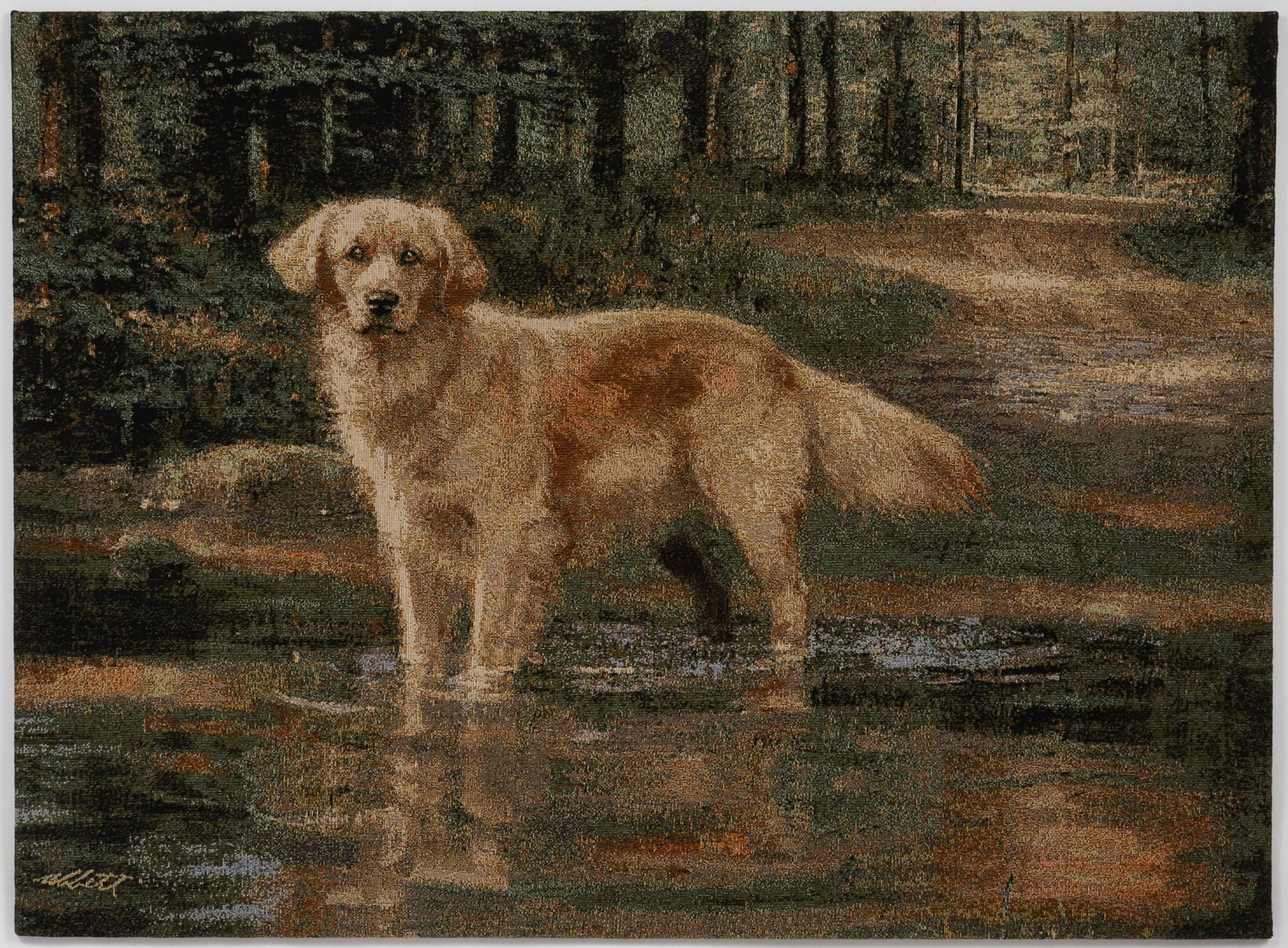 After Robert Abbett "Retriever Dog" Woven Tapestry (1 of 4)