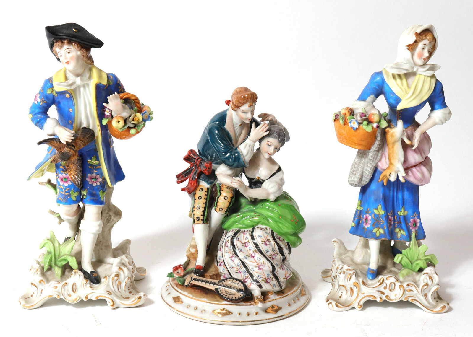 Gilt & Polychrome Porcelain Figurines, 3 (1 of 5)