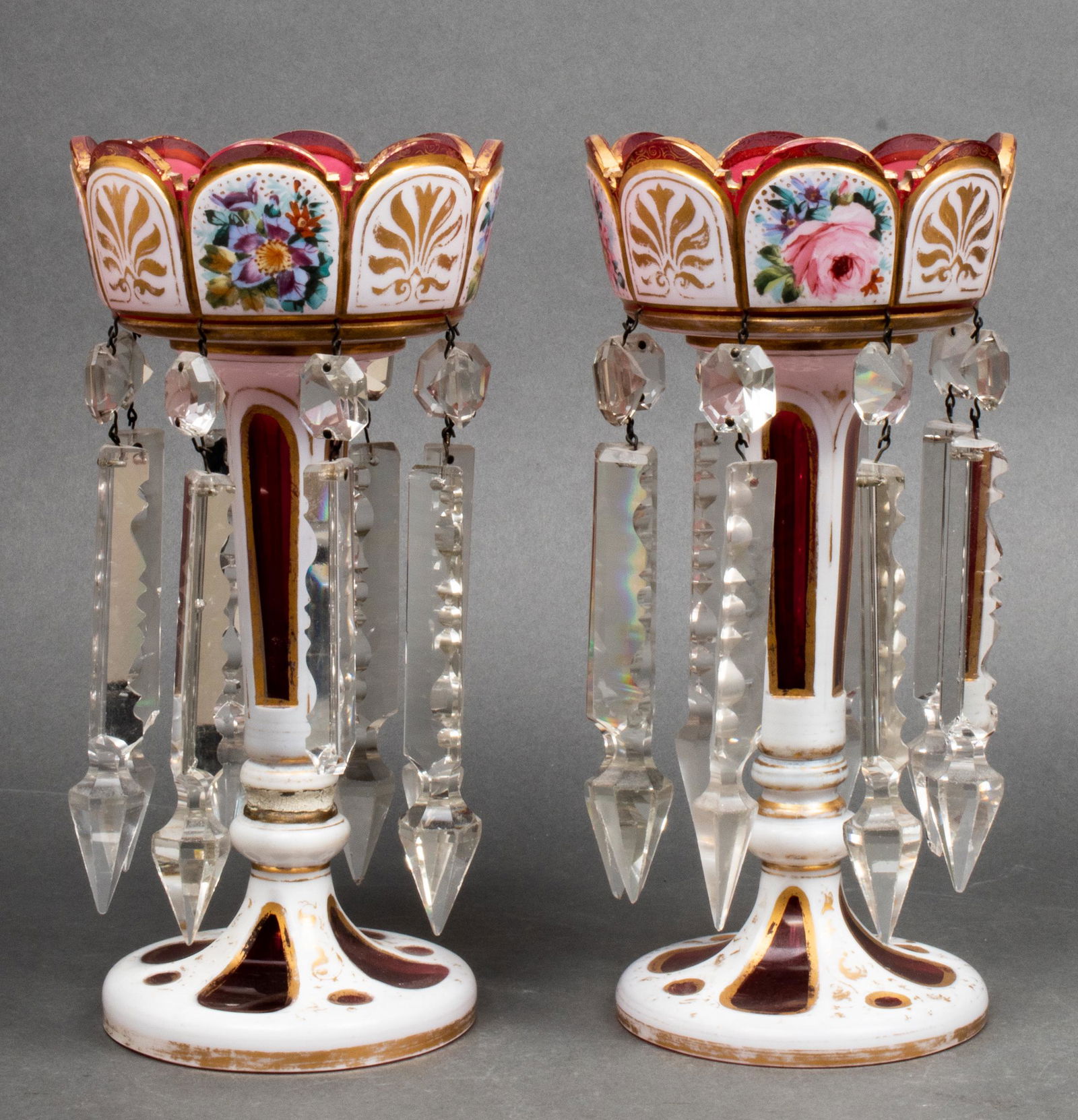 Bohemian Cut Glass Lustres, Pair (1 of 5)