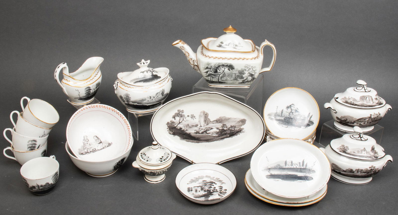 Misc. Antique Black & White Porcelain Tableware,24 (1 of 12)