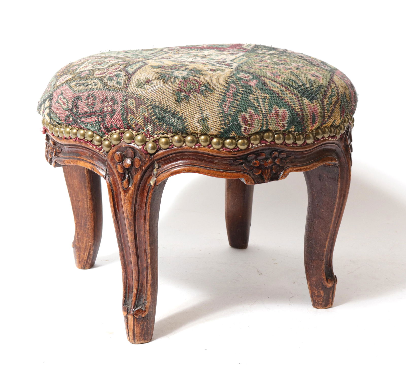 French Provincial Style Petite Upholstered Stool (1 of 5)