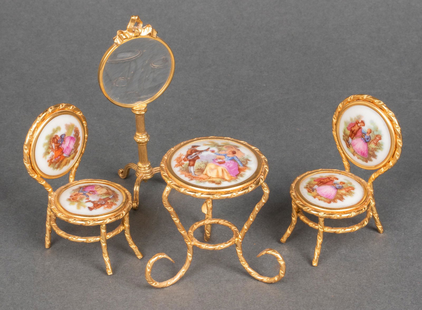 Limoges Porcelain Miniature Furniture Suite, 3 Pcs (1 of 10)