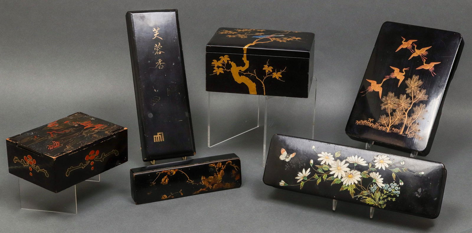 Asian Decorated Lacquered Wood Boxes, 6 (1 of 14)
