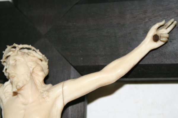 19th-C Austrian Crucifix w/Ivory Corpus Christi - 9