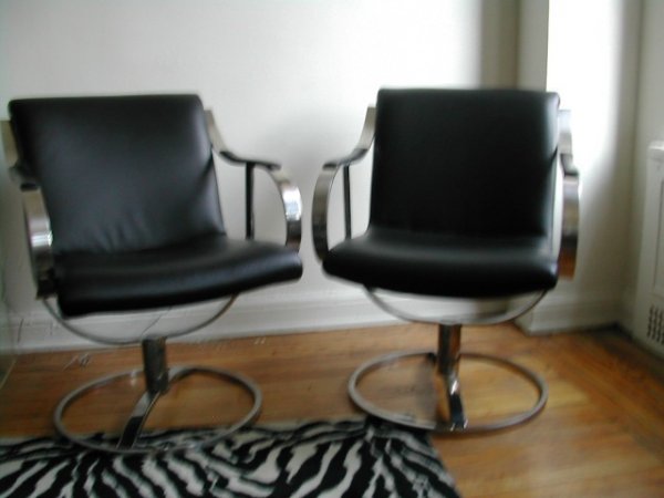Pair of Mid-Century Steel Case Swivel Armchairs