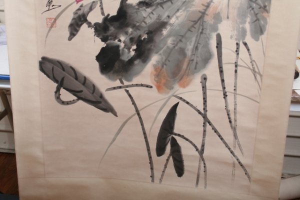 Chinese Scroll by Tang Yun: Lotus & Bird 1978 - 4