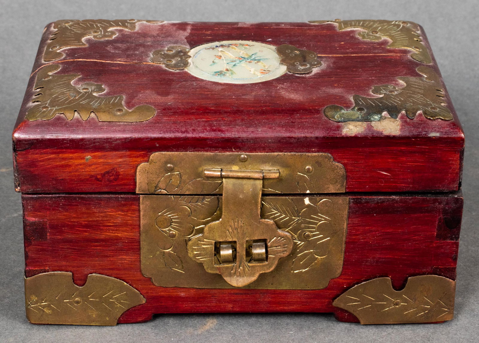 Chinese Brass Mounted Wood Jewelry Box (1 of 7)
