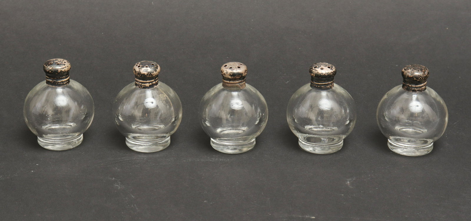 Salt & Pepper Shakers w Sterling Caps, Set of 5 (1 of 4)