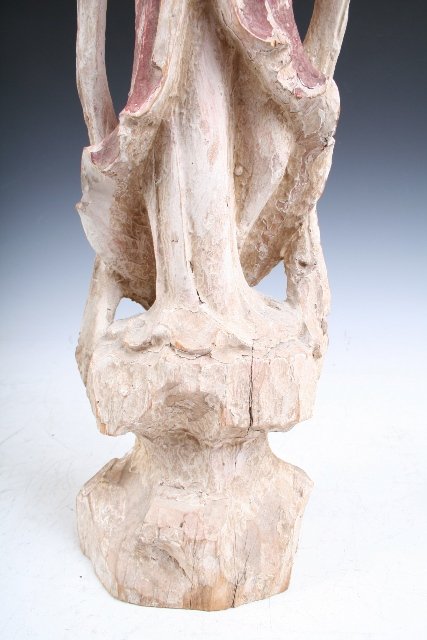 Chinese Wood Deity Figure Female c 19th C. - 7