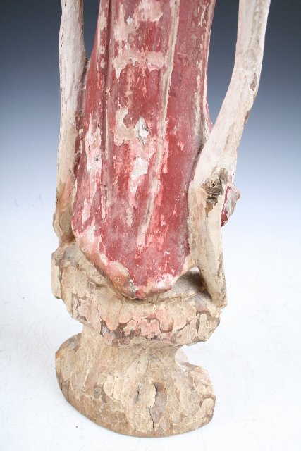 Chinese Wood Deity Figure Female c 19th C. - 8