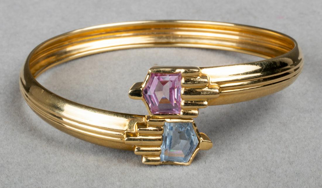 18K Gold Pink Sapphire & Blue Topaz Bracelet (1 of 7)