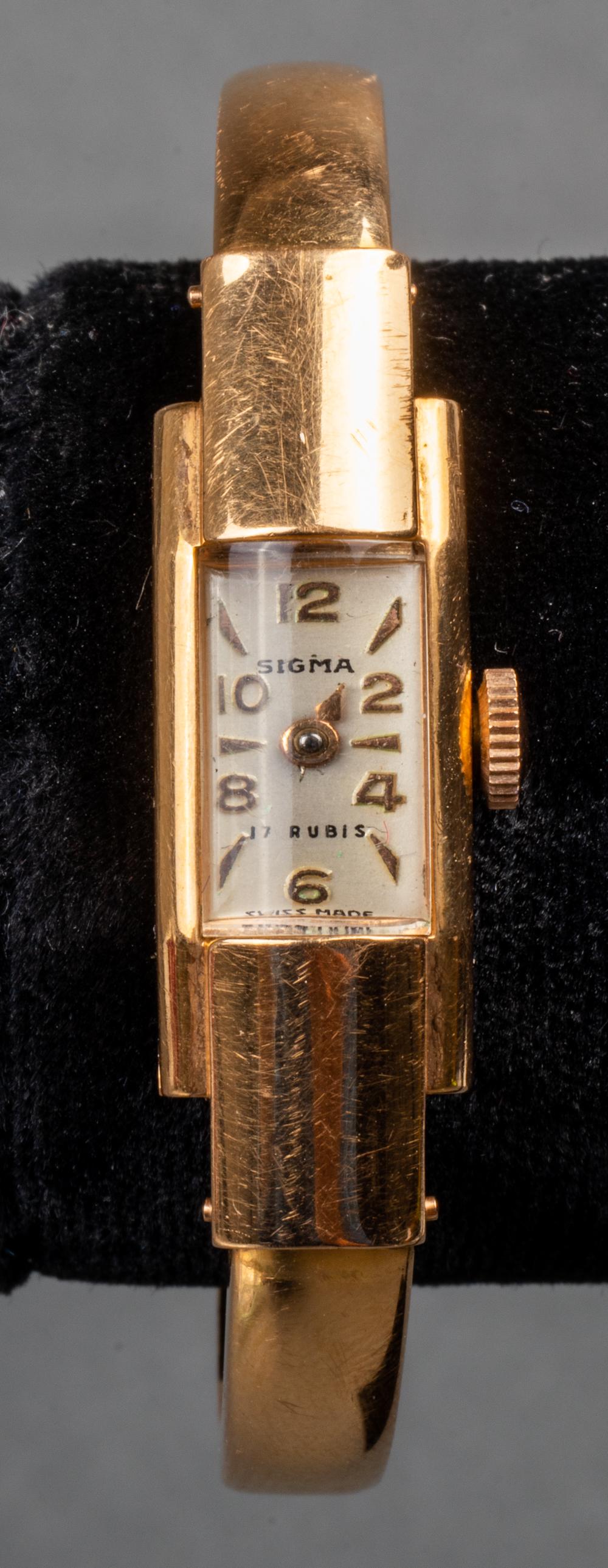 Vintage Sigma 18K Yellow Gold Ladies Bangle Watch (1 of 6)