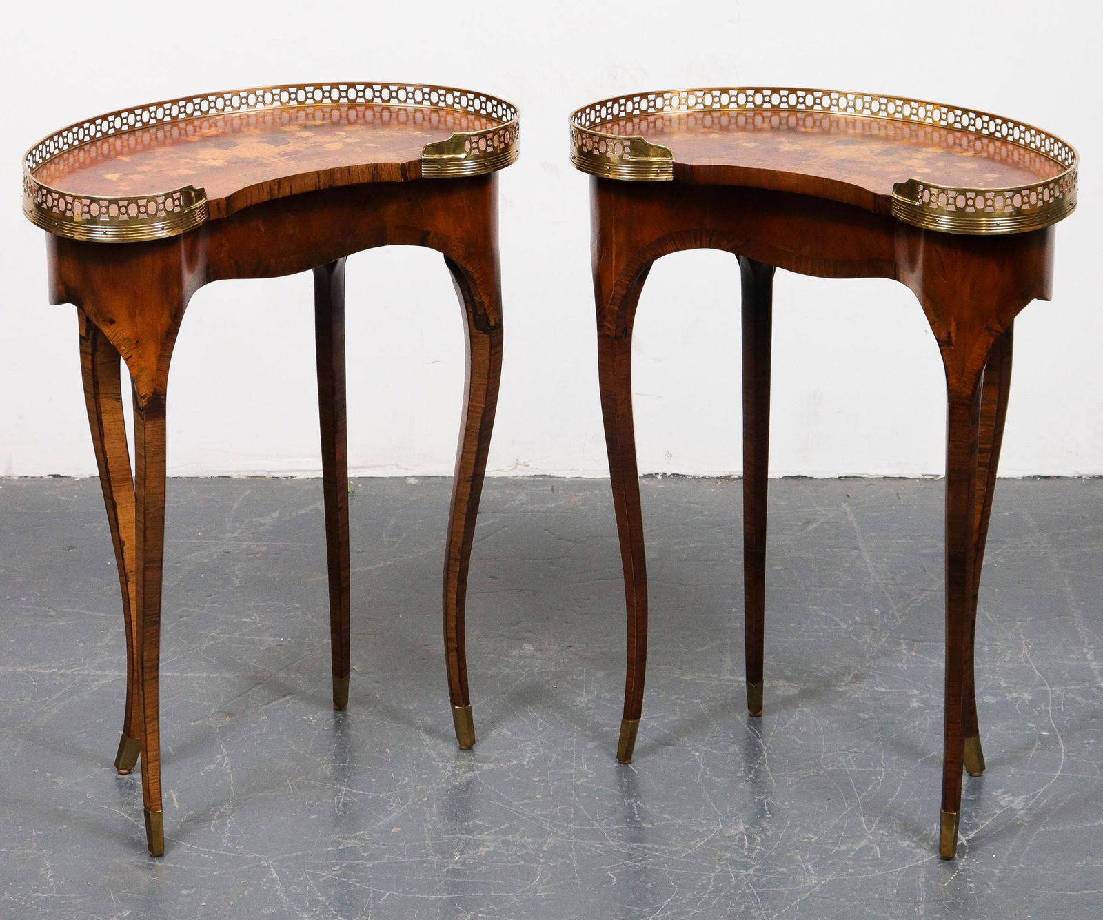 Maitland Smith Kidney-Form Marquetry Stands, Pair (1 of 10)