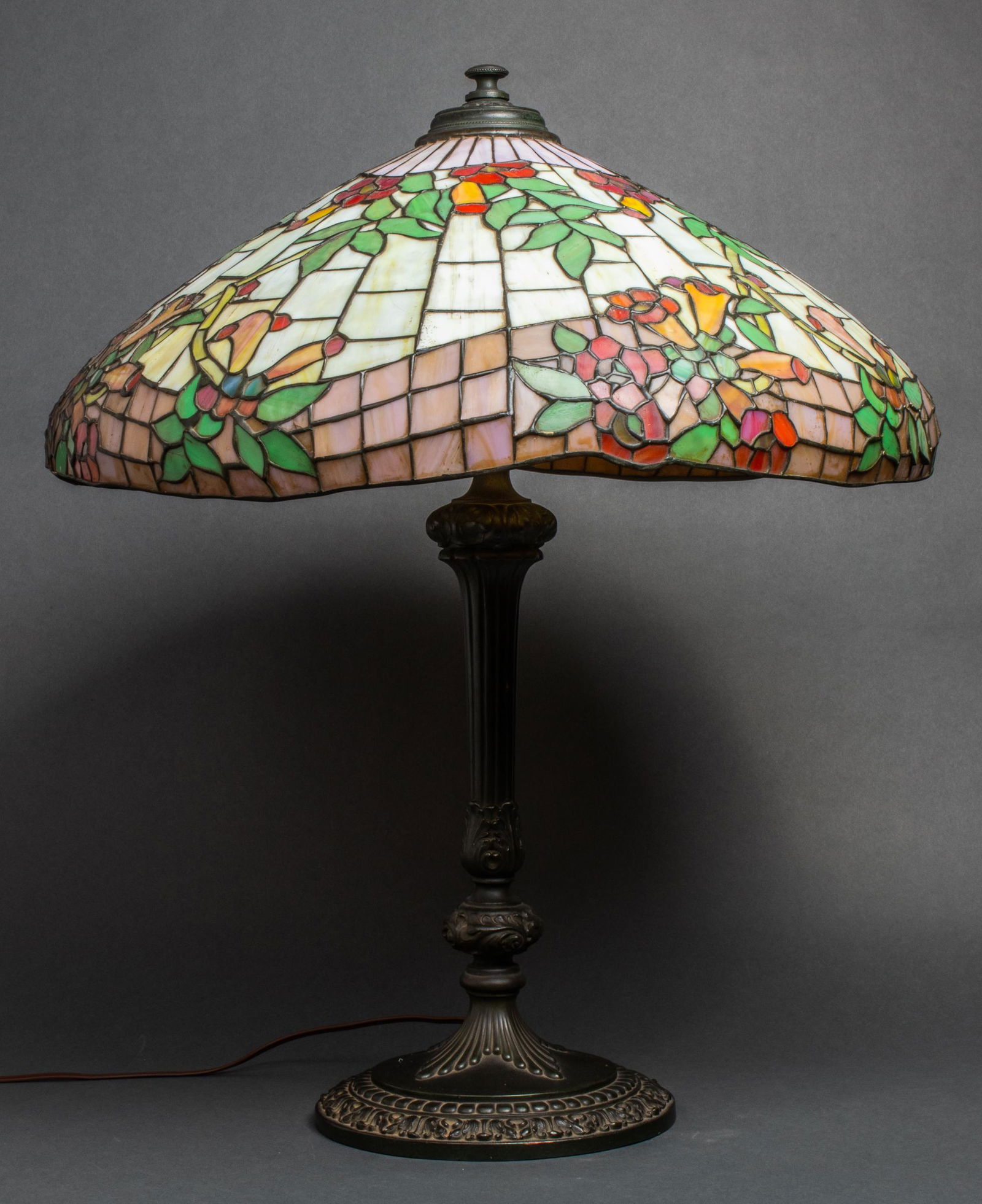 Tiffany Manner Leaded Glass & Bronze Table Lamp (1 of 12)