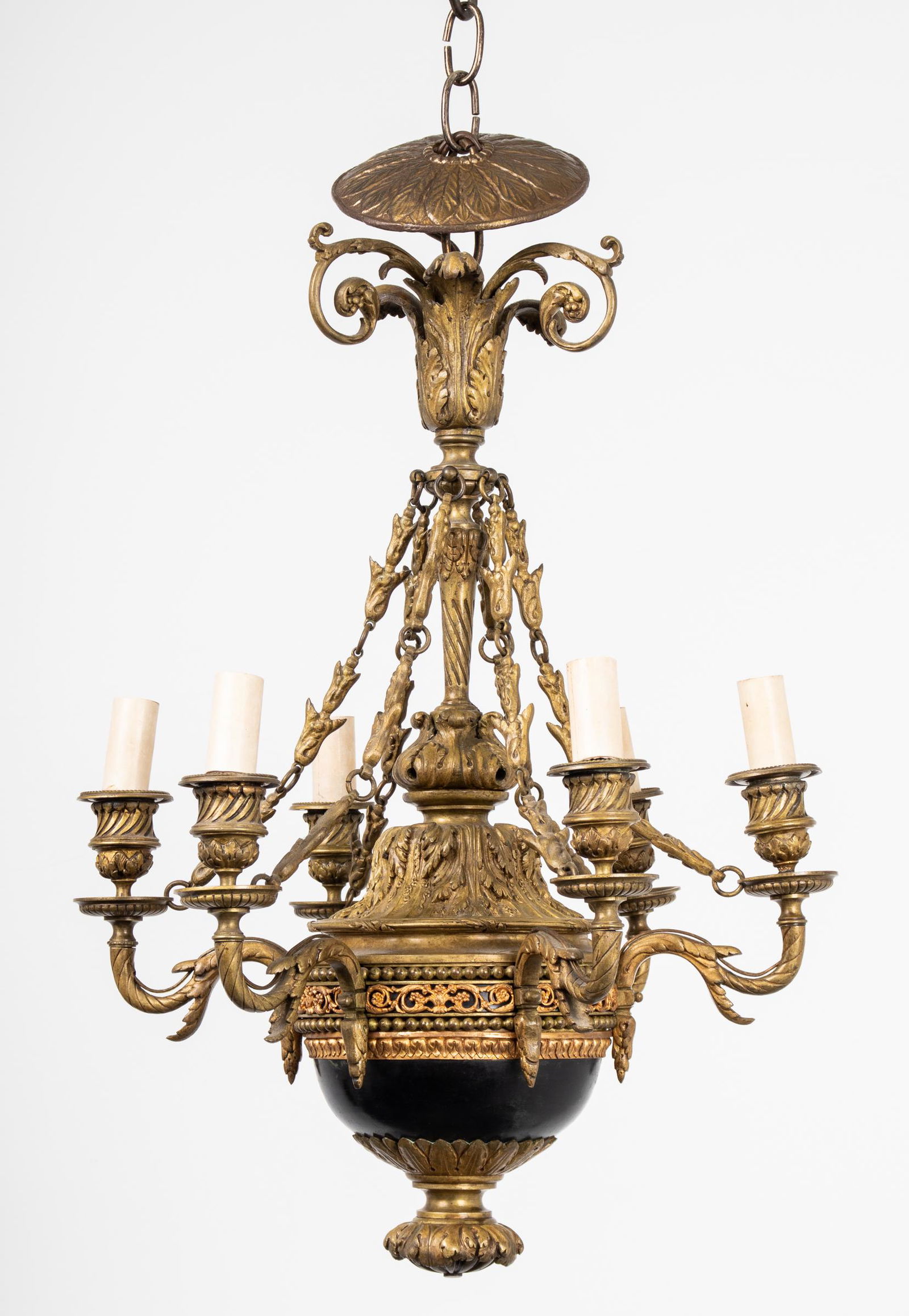 French Empire Style Bronze 6 Light Chandelier (1 of 6)