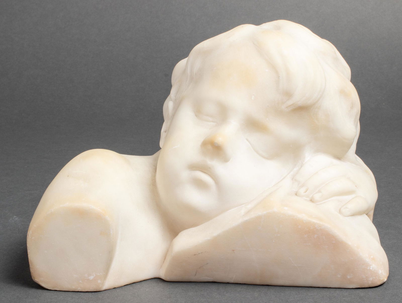 Gallet Carved Marble Sculpture of Sleeping Baby (1 of 9)