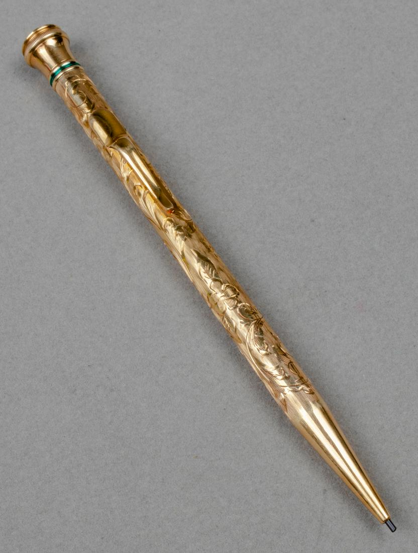 Vintage 14K Yellow Gold Engraved Enamel Pencil (1 of 6)