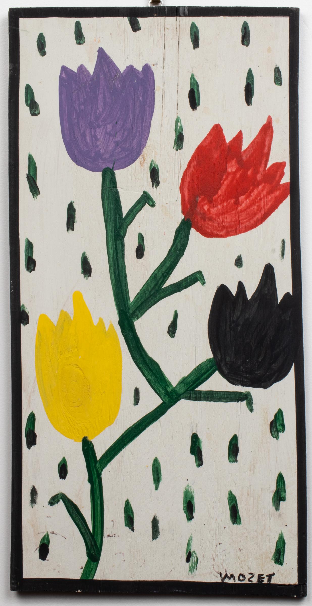 Mose Tolliver Outsider Art Tulips Paint on Board (1 of 6)