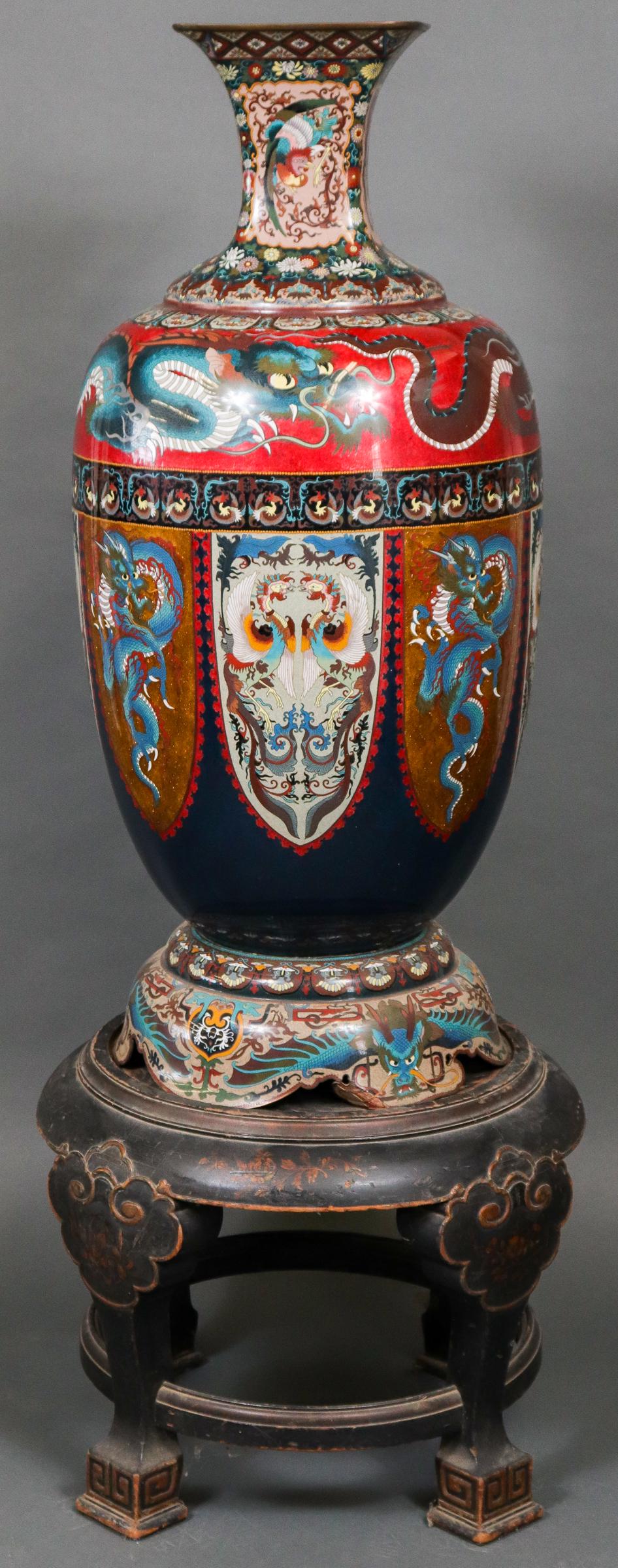 Japanese Palatial Cloisonne Vase on Stand (1 of 8)