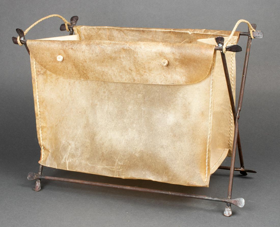 Vintage Goatskin & Metal Magazine Holder (1 of 6)