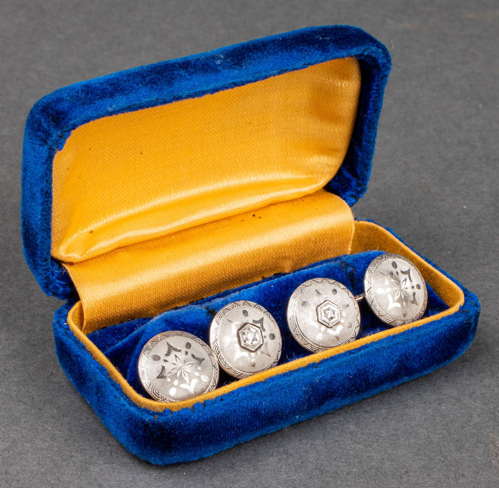 Art Deco 14K White Gold & Diamond Cufflinks (1 of 6)