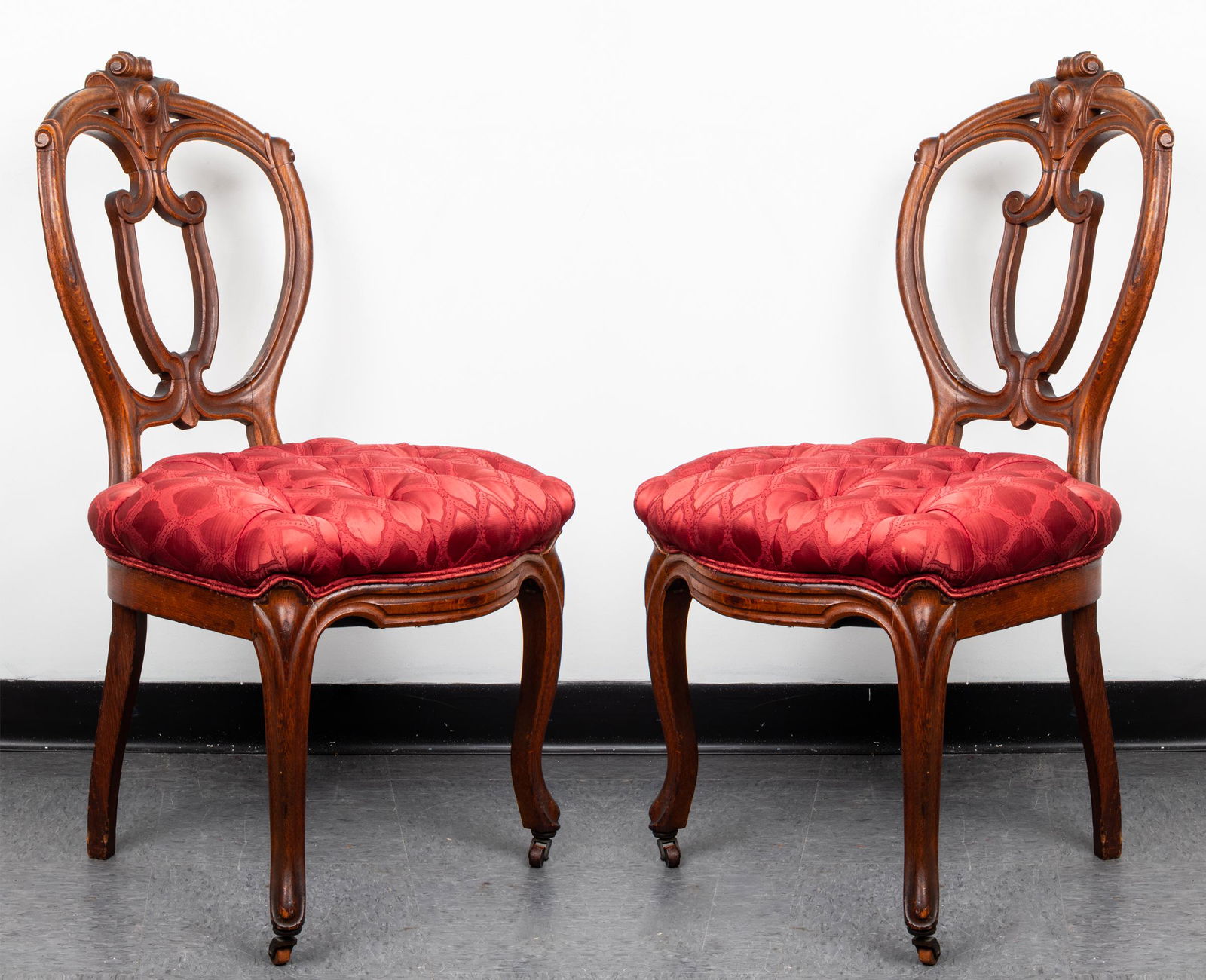 Continental Shield-Back Carved Side Chairs, Pr (1 of 11)