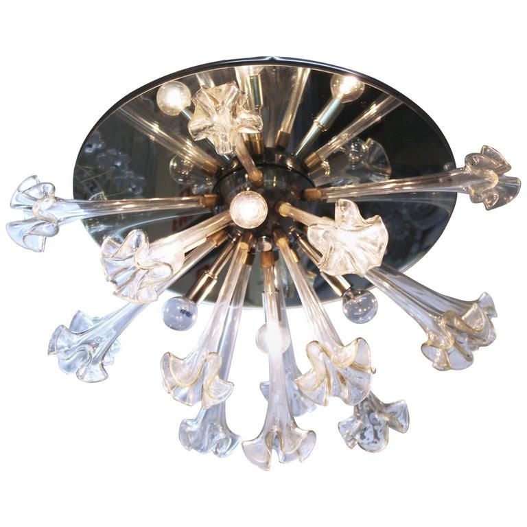 Italian Murano Floral Glass Flush Mount Chandelier (1 of 6)