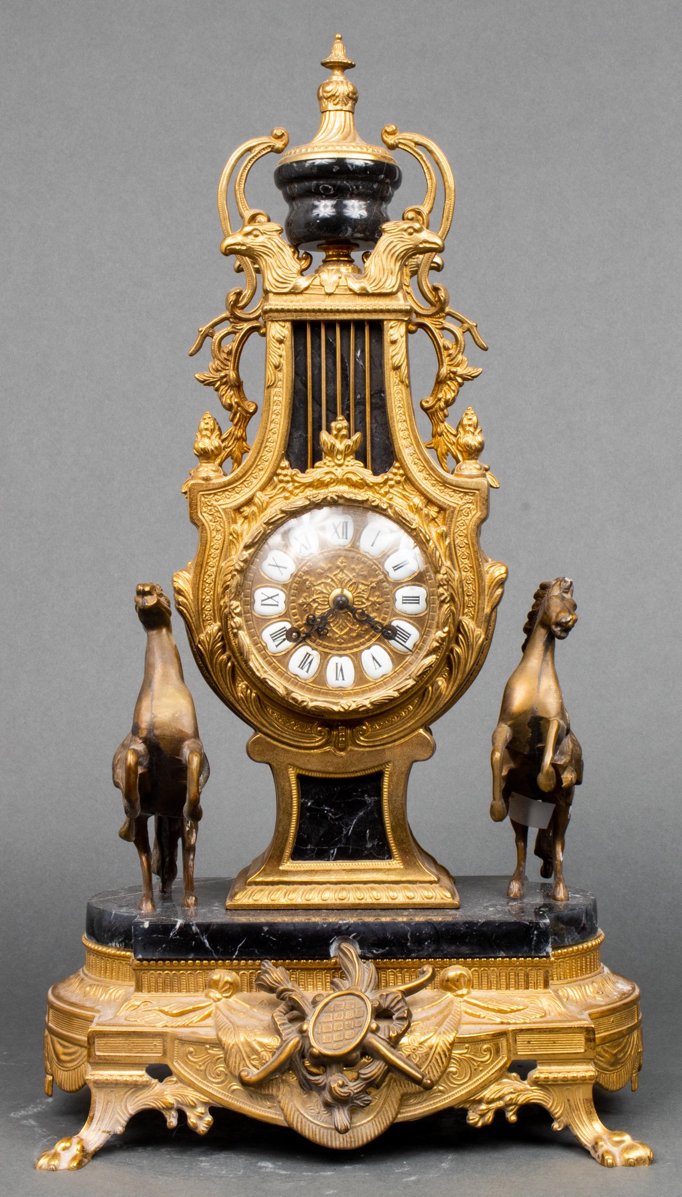 Italian Napoleon III Style Lyre Form Mantel Clock (1 of 9)