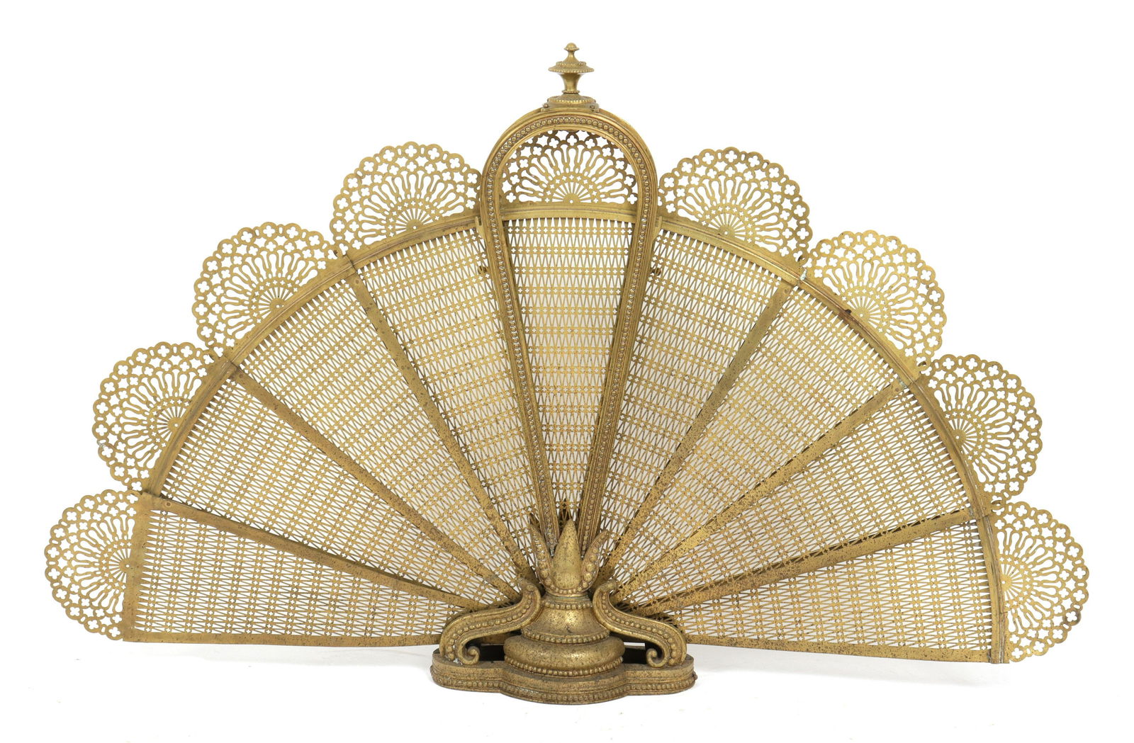 Ornate Victorian "Peacock" Brass Fire Screen (1 of 5)