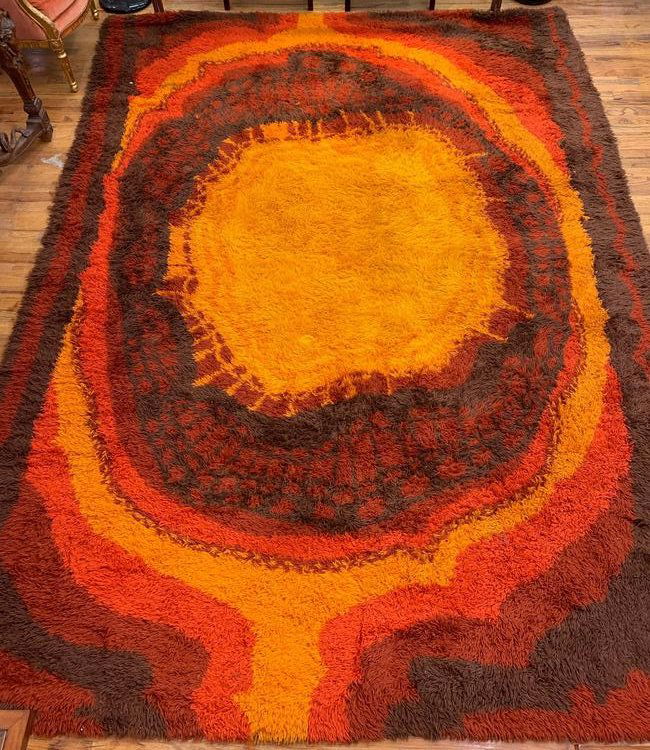 Modern Orange Rug Scandinavian / Flokati 11 x 8 (1 of 1)